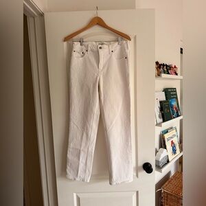 Abercrombie 90’s Straight Mid-Ris White Women’s Jeans - Classic Clean Style